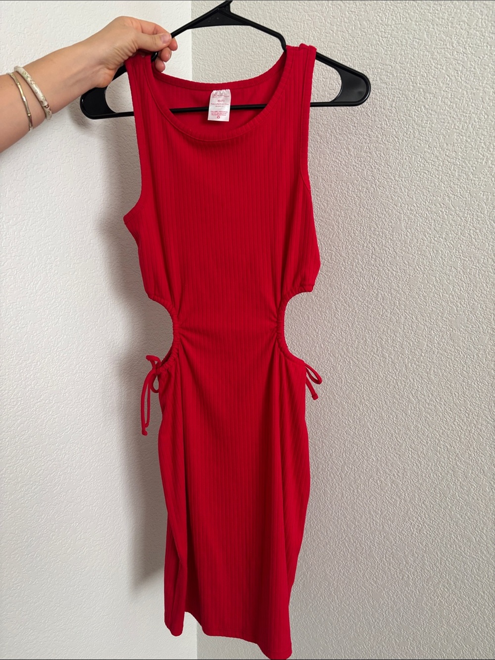Red Cutout Ribbed Tank Dress
